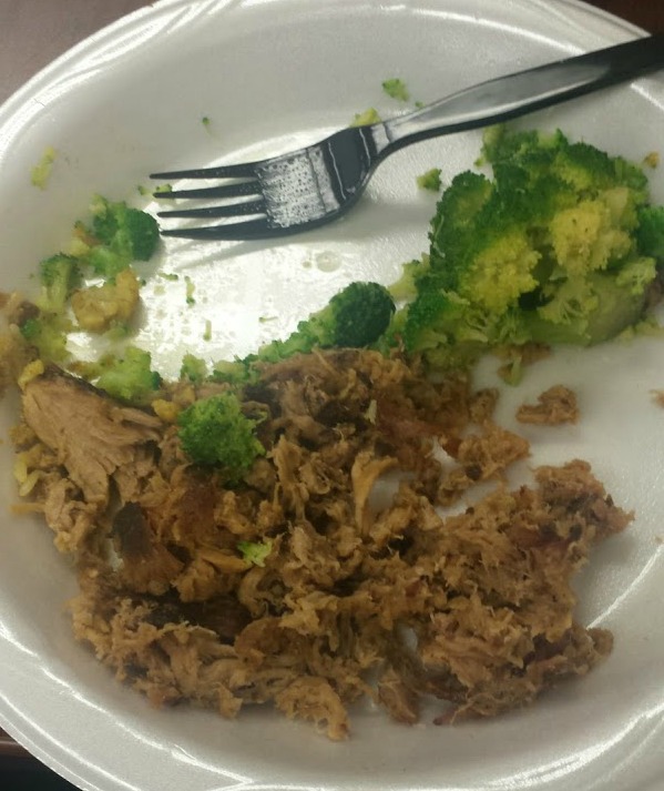 pulled pork and brocolli